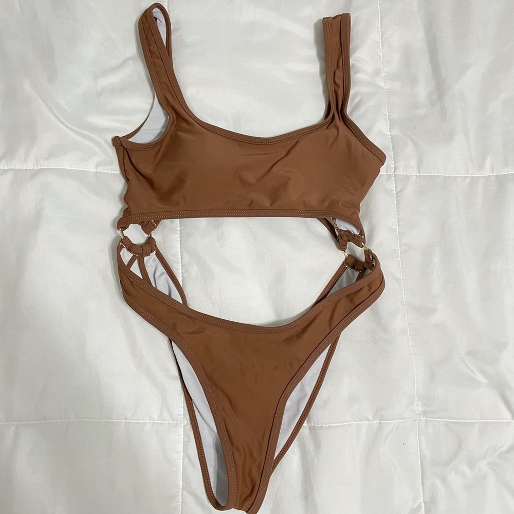 Shein Brown cut out one piece